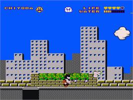 In game image of Tokoro-san no mamoru mo semeru mo on the Nintendo NES.