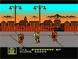 In game image of Toxic Crusaders on the Nintendo NES.
