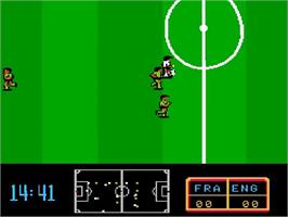 In game image of Ultimate League Soccer on the Nintendo NES.