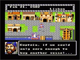 In game image of Uncharted Waters on the Nintendo NES.