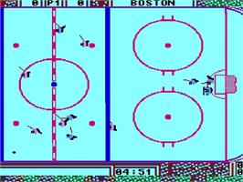 In game image of Wayne Gretzky Hockey on the Nintendo NES.
