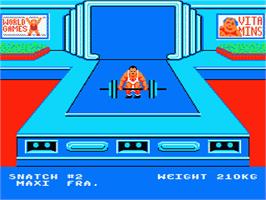 In game image of World Games on the Nintendo NES.