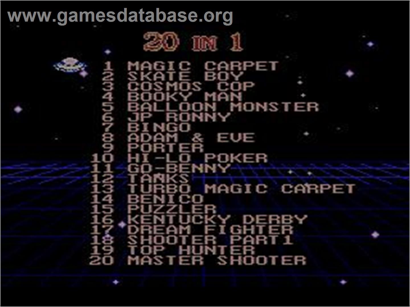 Asder - 20 in 1 - Nintendo NES - Artwork - In Game