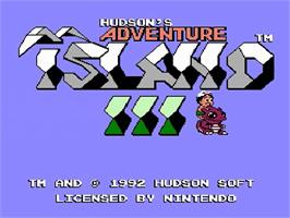 Title screen of Adventure Island 3 on the Nintendo NES.