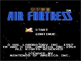 Title screen of Air Fortress on the Nintendo NES.