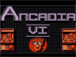 Title screen of Arcadia 6 on the Nintendo NES.