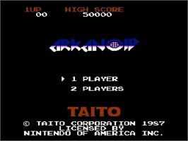 Title screen of Arkanoid on the Nintendo NES.