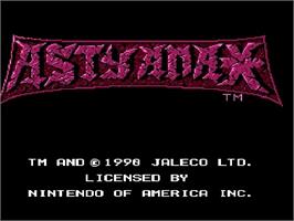 Title screen of Astyanax, The on the Nintendo NES.