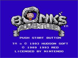 Title screen of B.C. Kid / Bonk's Adventure / Kyukyoku!! PC Genjin on the Nintendo NES.