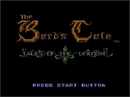 Title screen of Bard's Tale, The on the Nintendo NES.