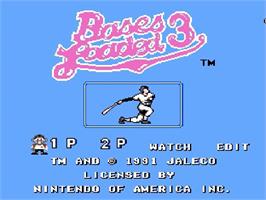 Title screen of Bases Loaded 3 on the Nintendo NES.