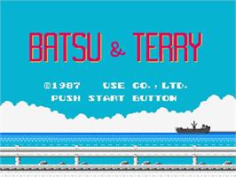 Title screen of Batsu And Terry - Makyou No Tetsujin Race on the Nintendo NES.