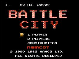 Title screen of Battle City on the Nintendo NES.