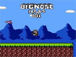 Title screen of Big Nose Freaks Out on the Nintendo NES.