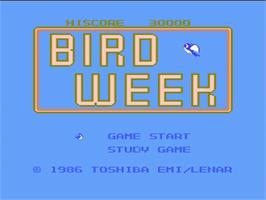 Title screen of Bird Week on the Nintendo NES.