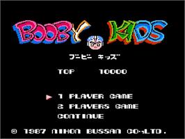 Title screen of Booby Kids on the Nintendo NES.
