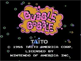 Title screen of Bubble Bobble on the Nintendo NES.
