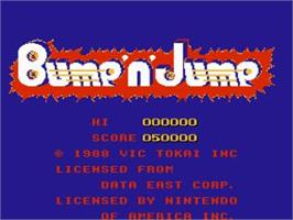 Title screen of Bump 'n' Jump on the Nintendo NES.