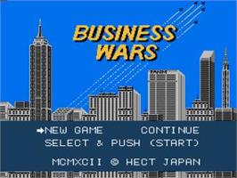 Title screen of Business Wars on the Nintendo NES.