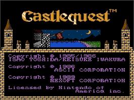 Title screen of Castlequest on the Nintendo NES.