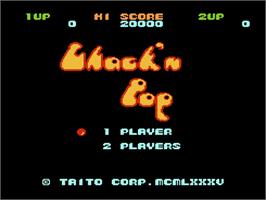 Title screen of Chack'n Pop on the Nintendo NES.