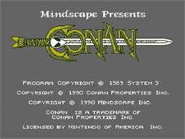 Title screen of Conan on the Nintendo NES.