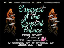 Title screen of Conquest Of The Crystal Palace on the Nintendo NES.
