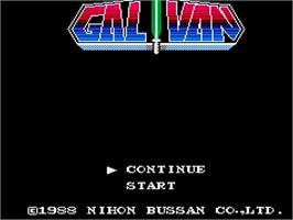 Title screen of Cosmo Police Galivan on the Nintendo NES.