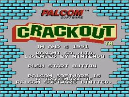 Title screen of Crackout on the Nintendo NES.