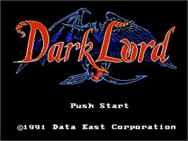 Title screen of Dark Lord on the Nintendo NES.