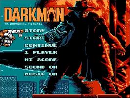 Title screen of Darkman on the Nintendo NES.