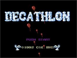 Title screen of Decathlon on the Nintendo NES.