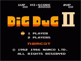 Title screen of Dig Dug II on the Nintendo NES.