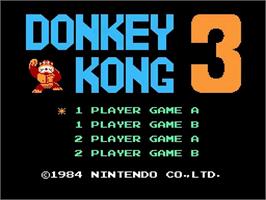 Title screen of Donkey Kong 3 on the Nintendo NES.
