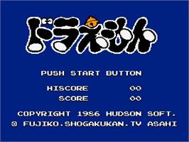 Title screen of Doraemon on the Nintendo NES.
