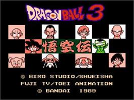 Title screen of Dragon Ball 3 - Gokuuden on the Nintendo NES.
