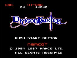 Title screen of Dragon Buster on the Nintendo NES.