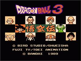 Title screen of Dragonball 3: Gokuuden on the Nintendo NES.