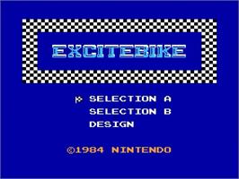Title screen of Excitebike on the Nintendo NES.