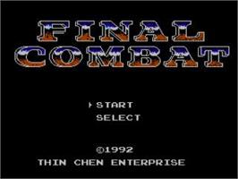 Title screen of Final Combat on the Nintendo NES.