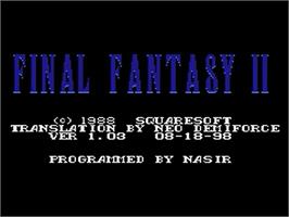 Title screen of Final Fantasy 2 on the Nintendo NES.