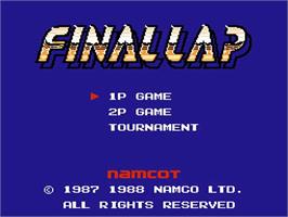Title screen of Final Lap on the Nintendo NES.