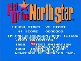 Title screen of Fist Of The North Star on the Nintendo NES.