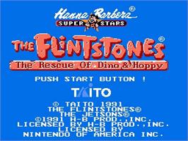 Title screen of Flintstones - The Rescue Of Dino And Hoppy, The on the Nintendo NES.