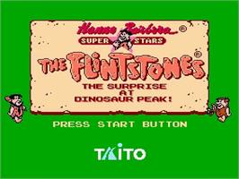 Title screen of Flintstones - The Surprise At Dinosaur Peak, The on the Nintendo NES.