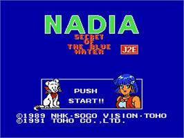 Title screen of Fushigi No Umi No Nadia on the Nintendo NES.