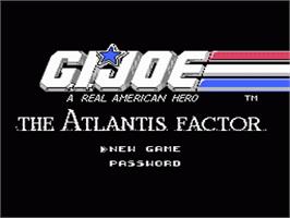 Title screen of G.I. Joe: The Atlantis Factor on the Nintendo NES.