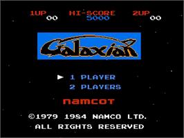 Title screen of Galaxian on the Nintendo NES.