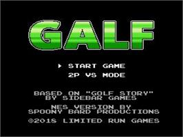 Title screen of Galf on the Nintendo NES.