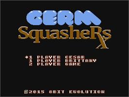 Title screen of Germ Squashers on the Nintendo NES.